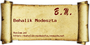 Behalik Modeszta névjegykártya